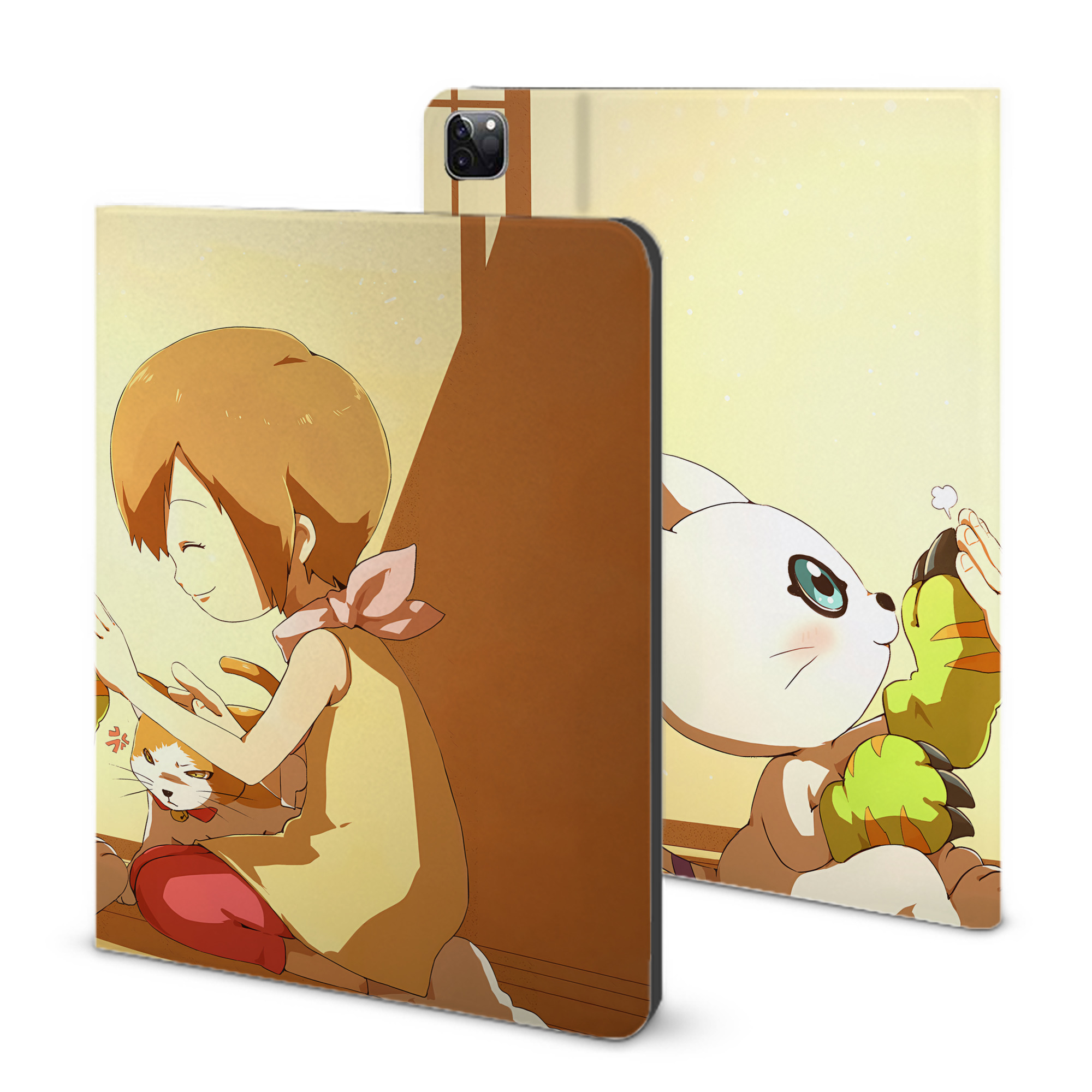 （画像用） Digimon デジタルモンスター/デジモン IPad ケース ブック型 PUレザー TPU 耐衝撃 軽量 薄型 ペン収納なし 全面保護 IPad 各モデル対応